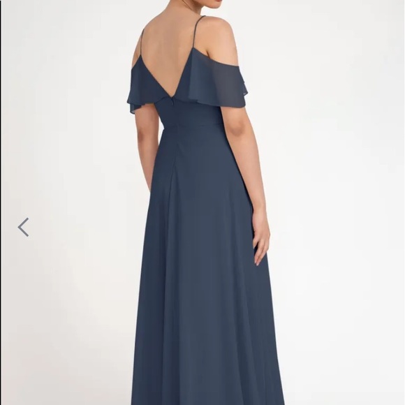 Jenny yoo Navy Blue “mila” cold shoulder formal wedding event bridesmaid gown - Picture 2 of 16